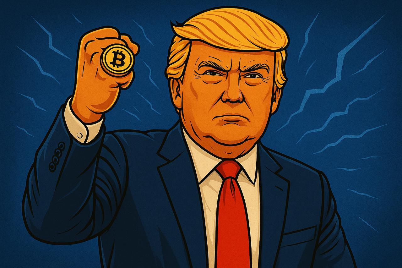 BITrump holding a coin